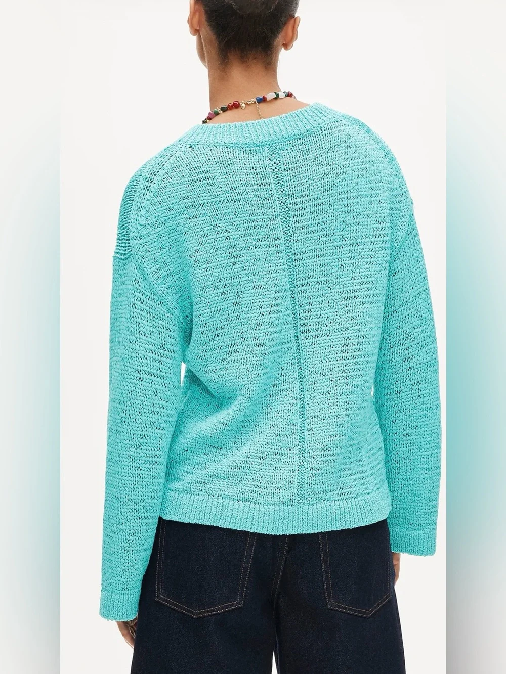 J.Crew Montauk Pullover Crewneck Sweater Top in Liquid Teal Medium M